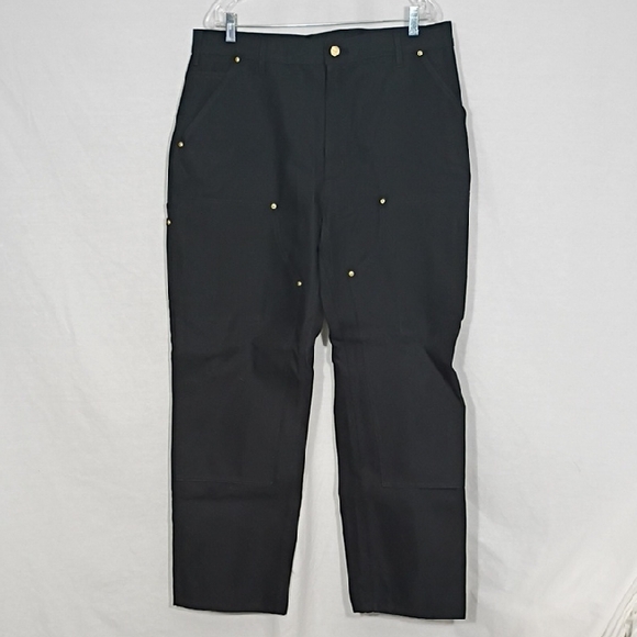NWT Carhartt Black Loose Fit Firm Duck Double Front Utility Work Pant Men 38x32 - Picture 1 of 10